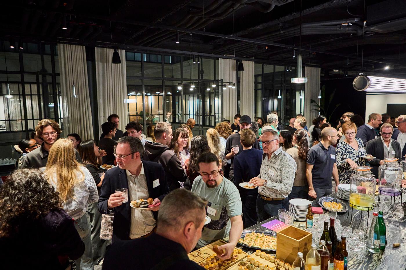 Attendees at a BioWeek evening reception